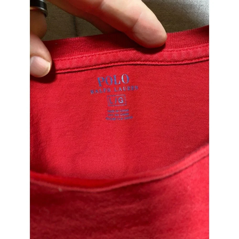 Ralph Lauren Shirt Boys Large Red Blue‎ Pony Pullover Short Sleeve Tee Youth